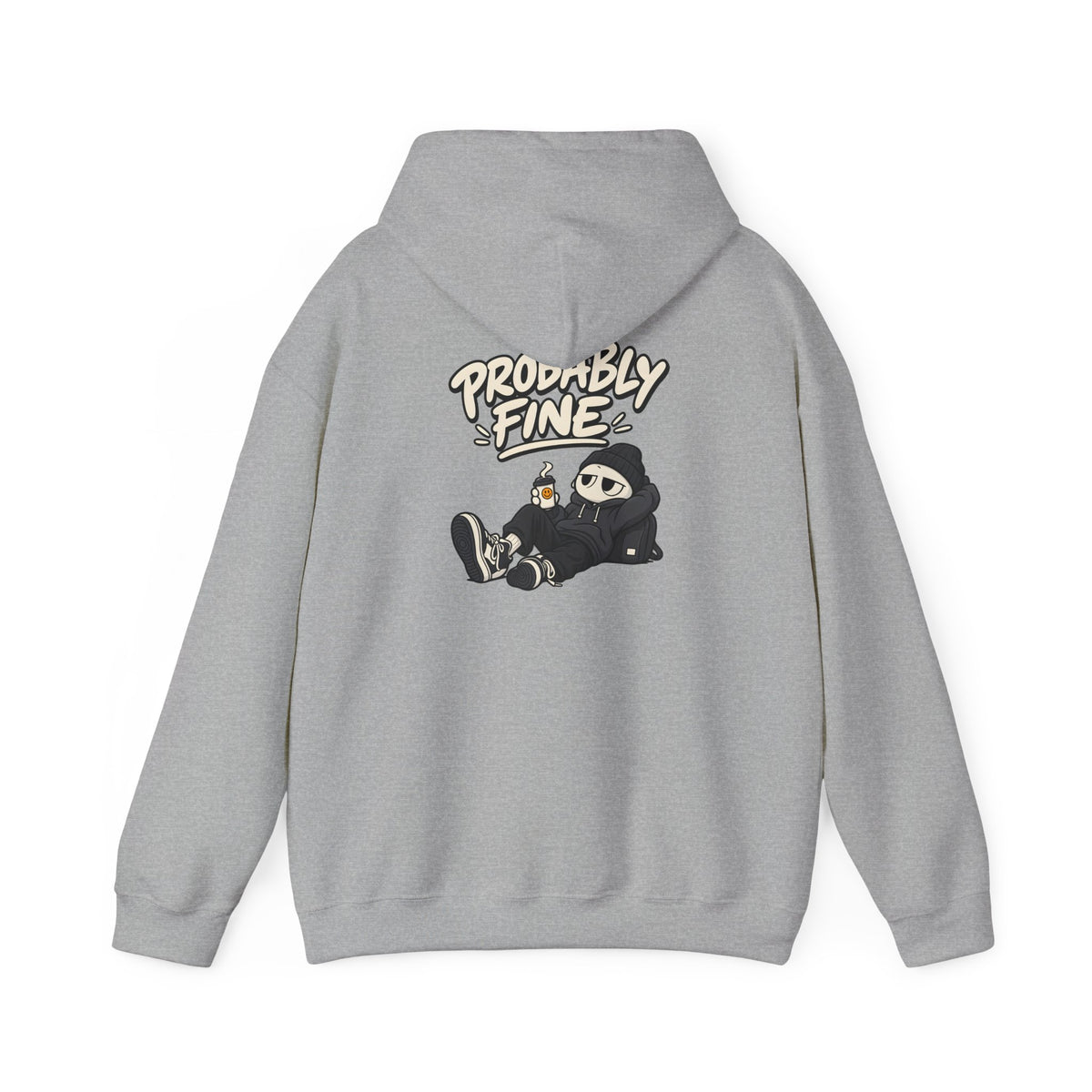 Probably Fine Hoodie — Cute Grim Reaper Graphic Pullover