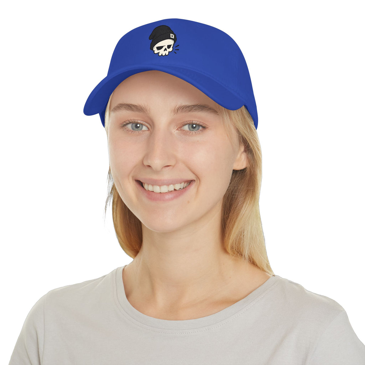 Skull Beanie Cap — Low Profile Baseball Hat with Skull Logo