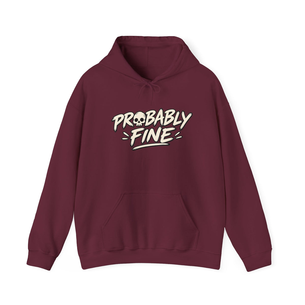 Probably Fine Hoodie — Cute Grim Reaper Graphic Pullover