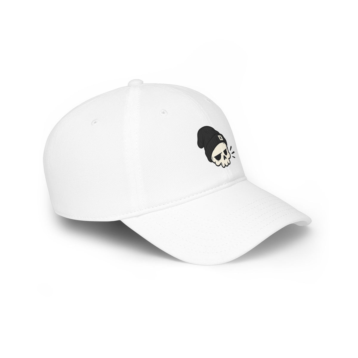 Skull Beanie Cap — Low Profile Baseball Hat with Skull Logo