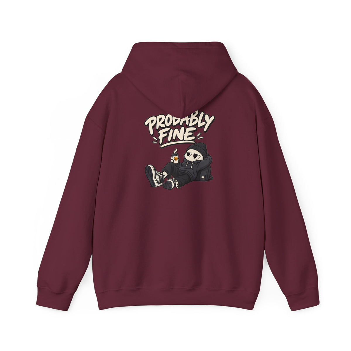 Probably Fine Hoodie — Cute Grim Reaper Graphic Pullover