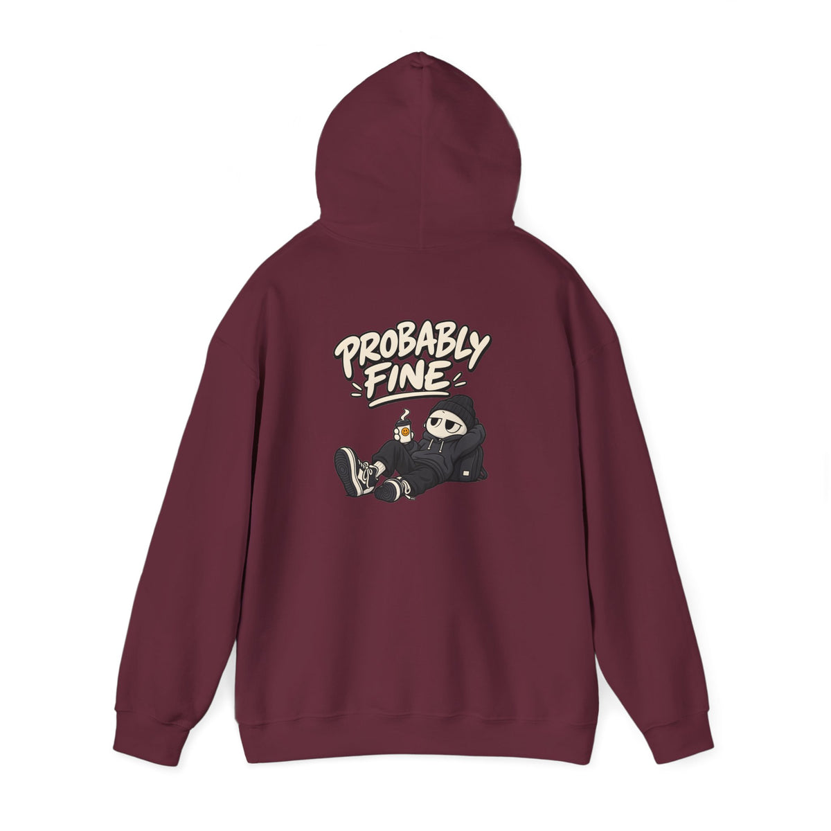 Probably Fine Hoodie — Cute Grim Reaper Graphic Pullover