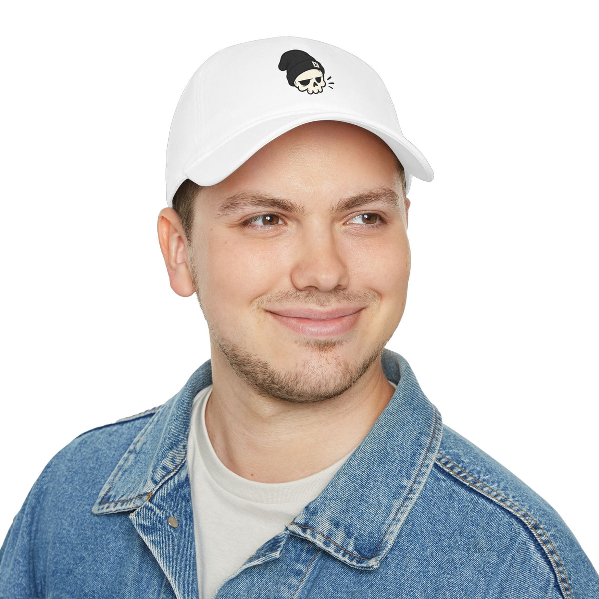Skull Beanie Cap — Low Profile Baseball Hat with Skull Logo