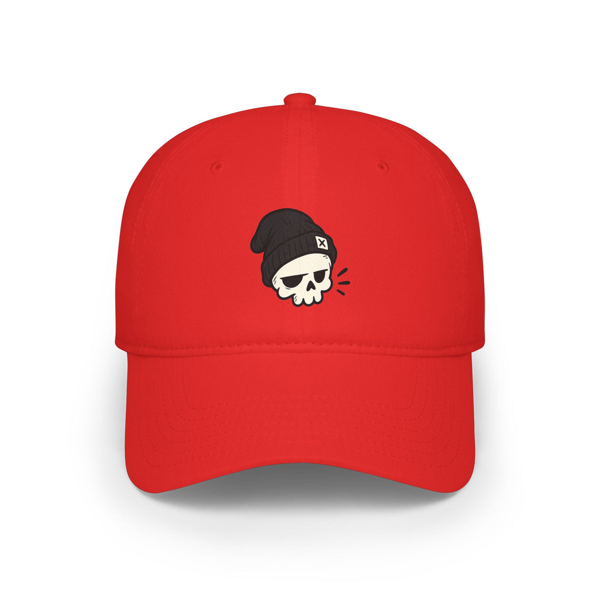 Skull Beanie Cap — Low Profile Baseball Hat with Skull Logo