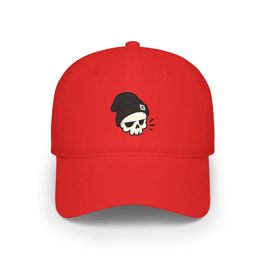 Skull Beanie Cap — Low Profile Baseball Hat with Skull Logo