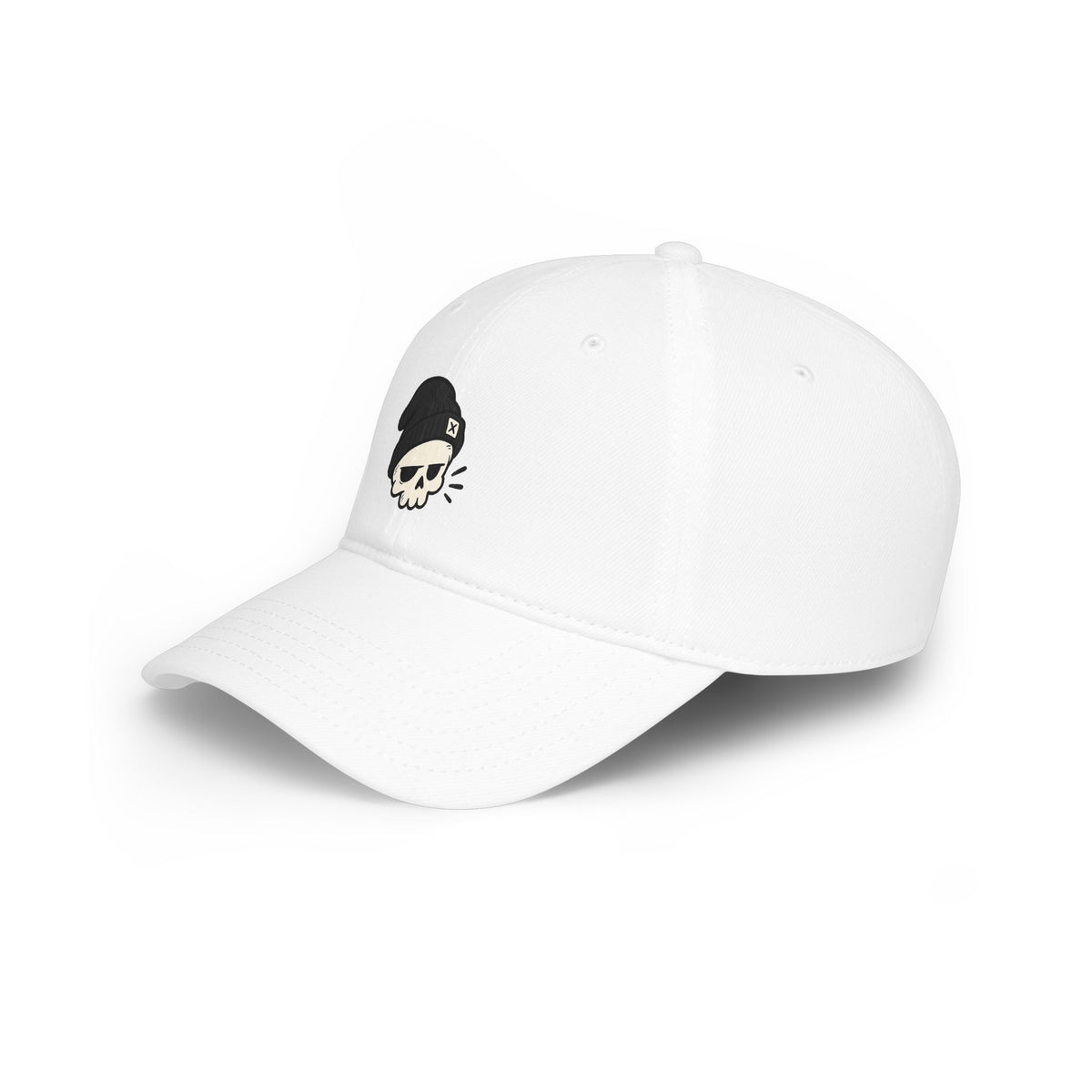 Skull Beanie Cap — Low Profile Baseball Hat with Skull Logo