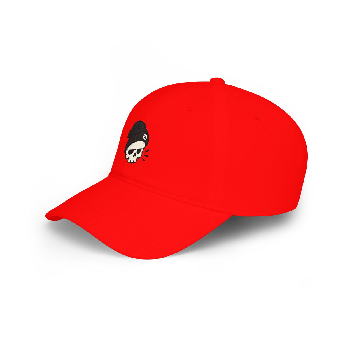 Skull Beanie Cap — Low Profile Baseball Hat with Skull Logo