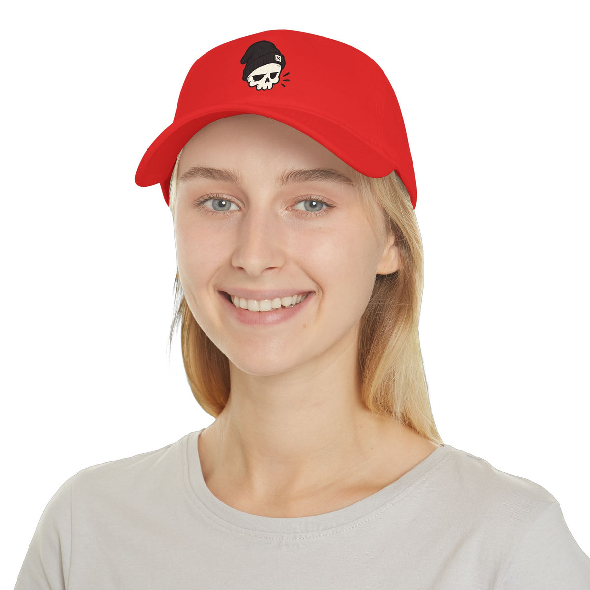 Skull Beanie Cap — Low Profile Baseball Hat with Skull Logo