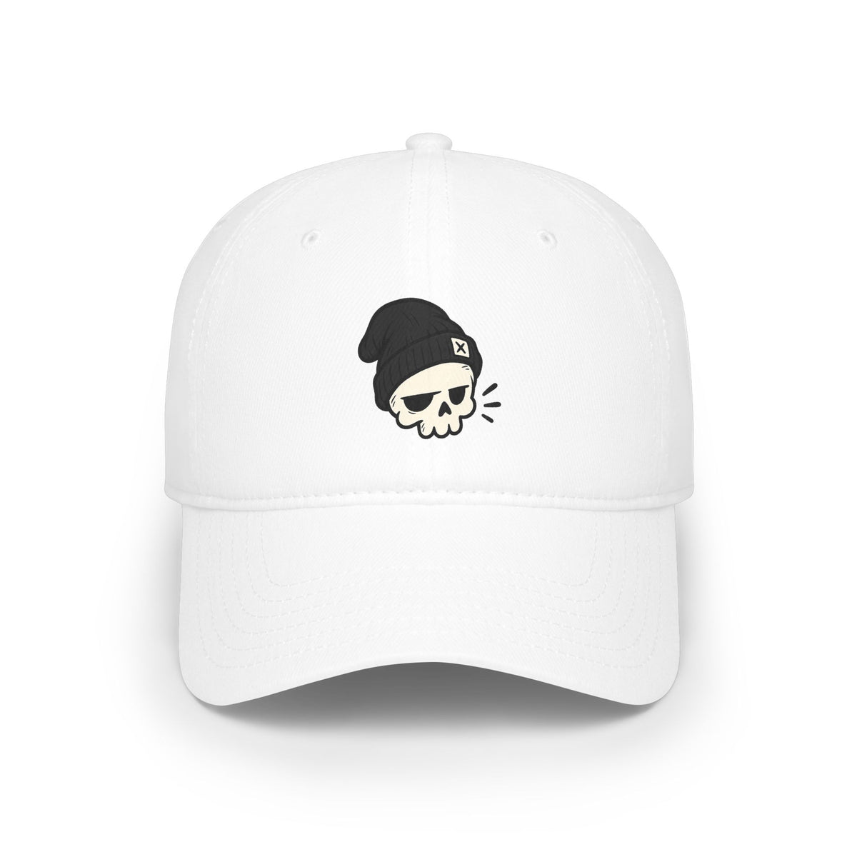 Skull Beanie Cap — Low Profile Baseball Hat with Skull Logo